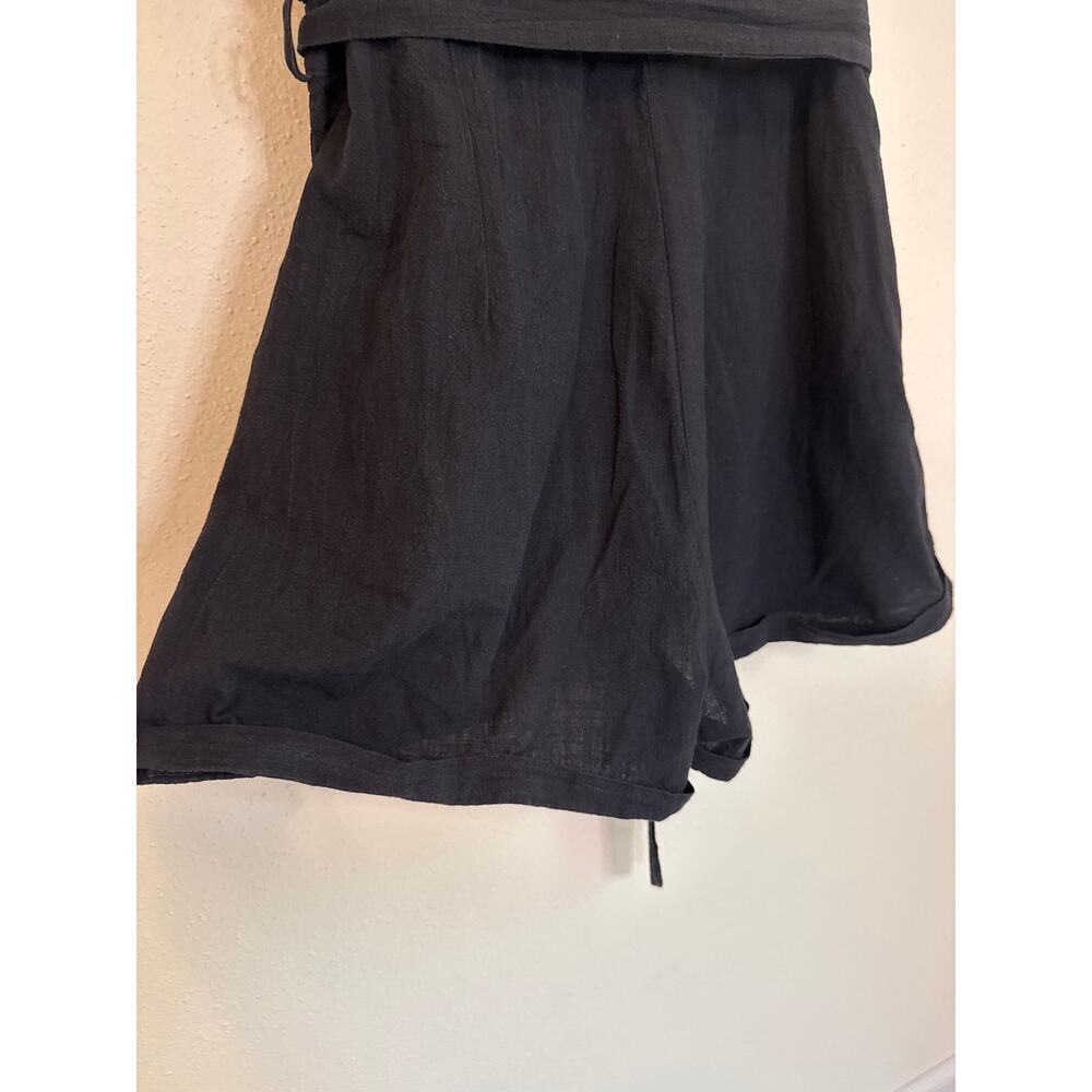 One Piece Women's Black Romper Shorts Belt Tie Button Up With Pockets Size XL - Picture 7 of 12